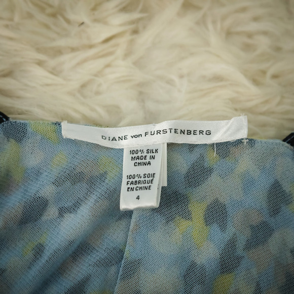 Diane Von Furstenberg Size 4 Aslin Printed Sleeveless Gathered Ruched Silk Dress - Picture 4 of 7